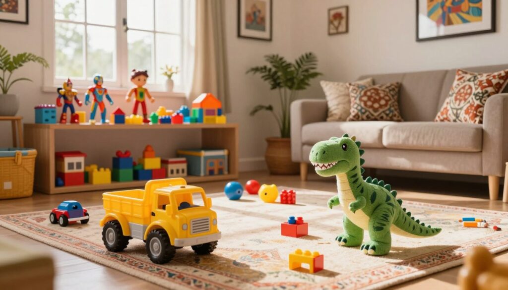Mass-produced plastic toys in an Indian home